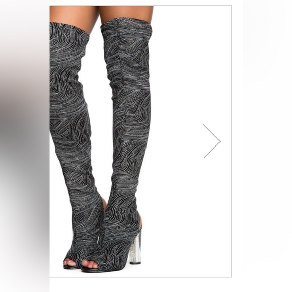 CAPE ROBBIN CONNIE WOMEN BLACK HEELED OVER KNEE SANDALS BOOTS IN SIZE 10 m - Picture 5 of 13